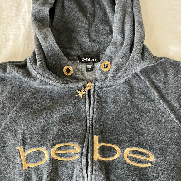 BEBE 2000s velour jacket in grey! - Picture 2 of 3